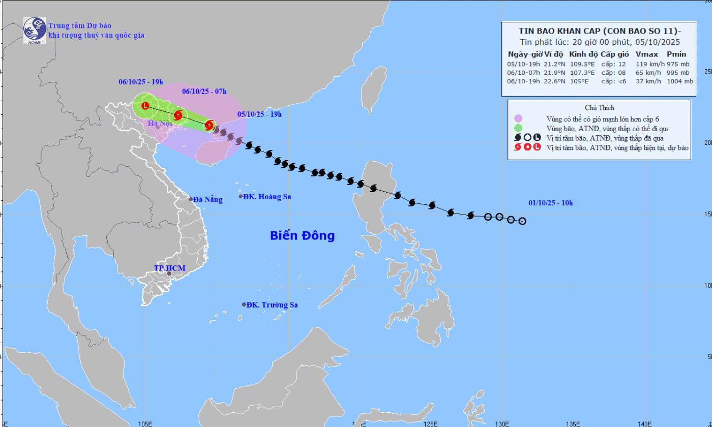Bão số 11 hướng vào Bắc Bộ: Gió giật cấp 15, mưa lớn diện rộng
