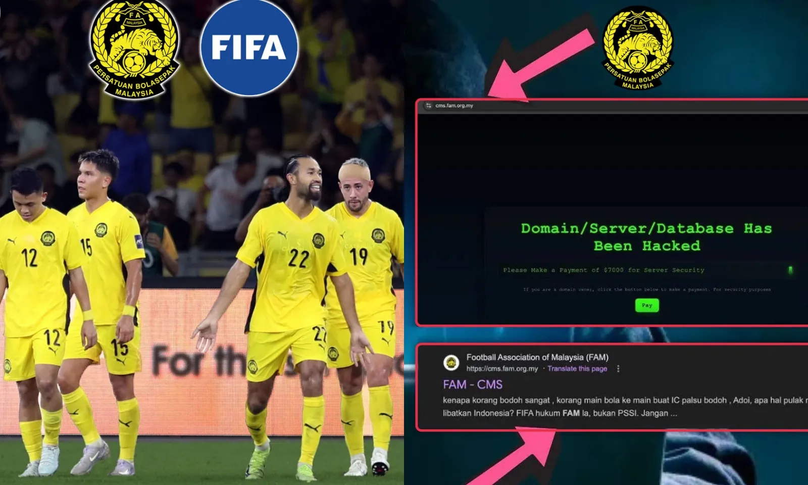 Trang chủ LĐBĐ Malaysia bị hack, đòi tiền chuộc 185 triệu đồng