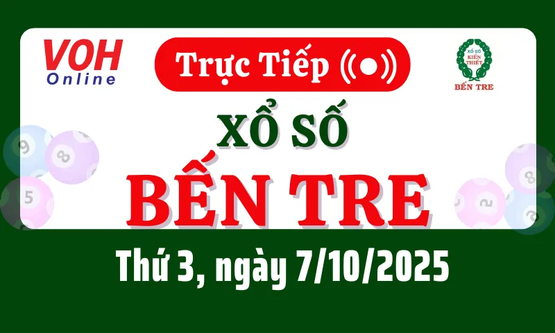XSBT 7/10 - Kết quả xổ số Bến Tre hôm nay thứ 3 ngày 7/10/2025
