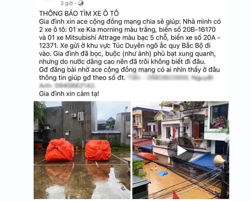 Thông báo tìm xe trên mạng xã hội