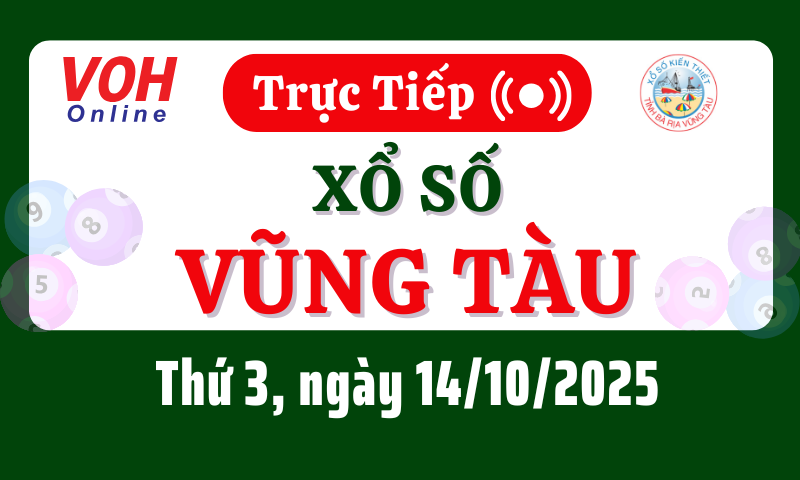 XSVT 14/10 - Kết quả xổ số Vũng Tàu hôm nay thứ 3 ngày 14/10/2025