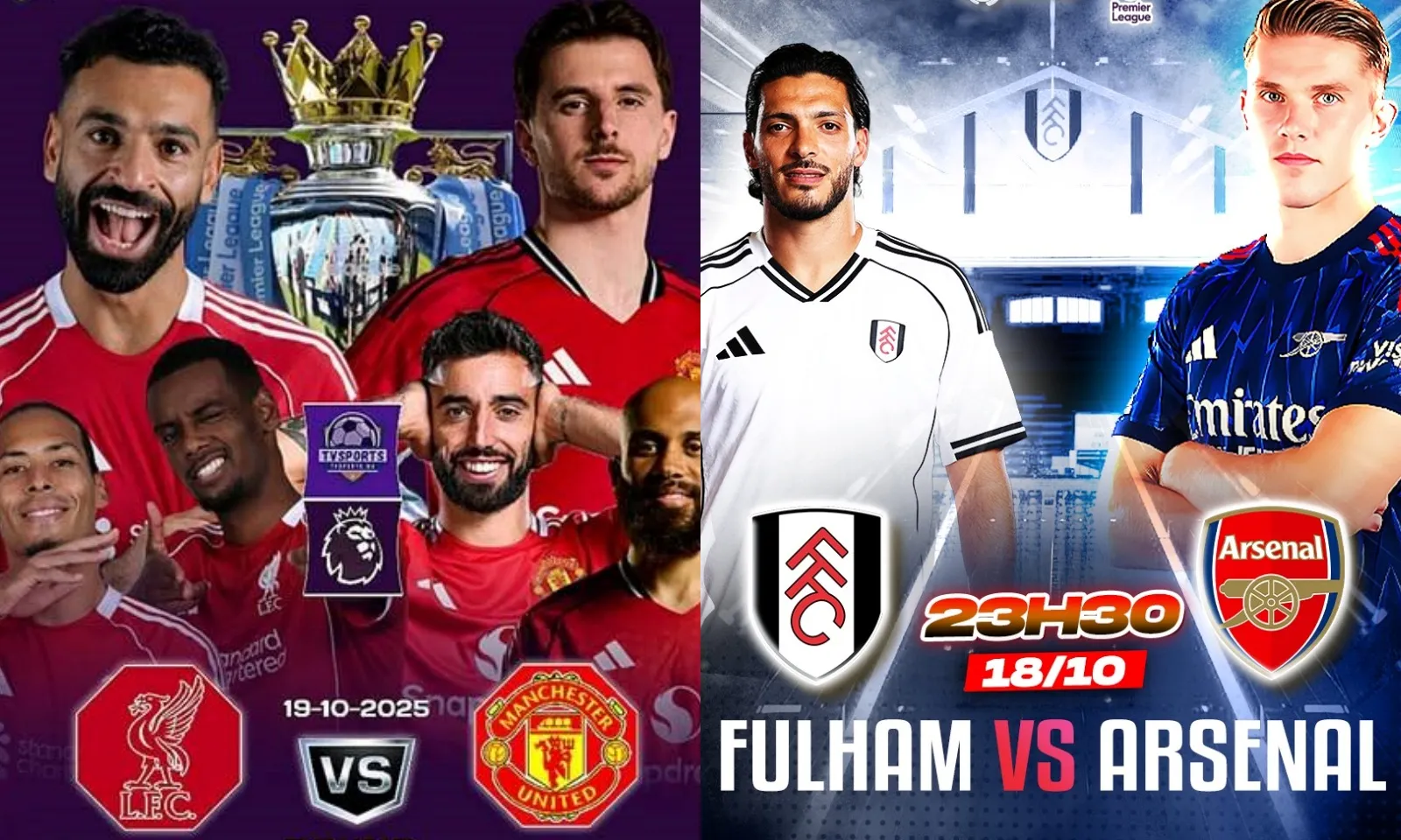 Lịch thi đấu Ngoại hạng Anh vòng 8: Liverpool vs MU | Fulham vs Arsenal