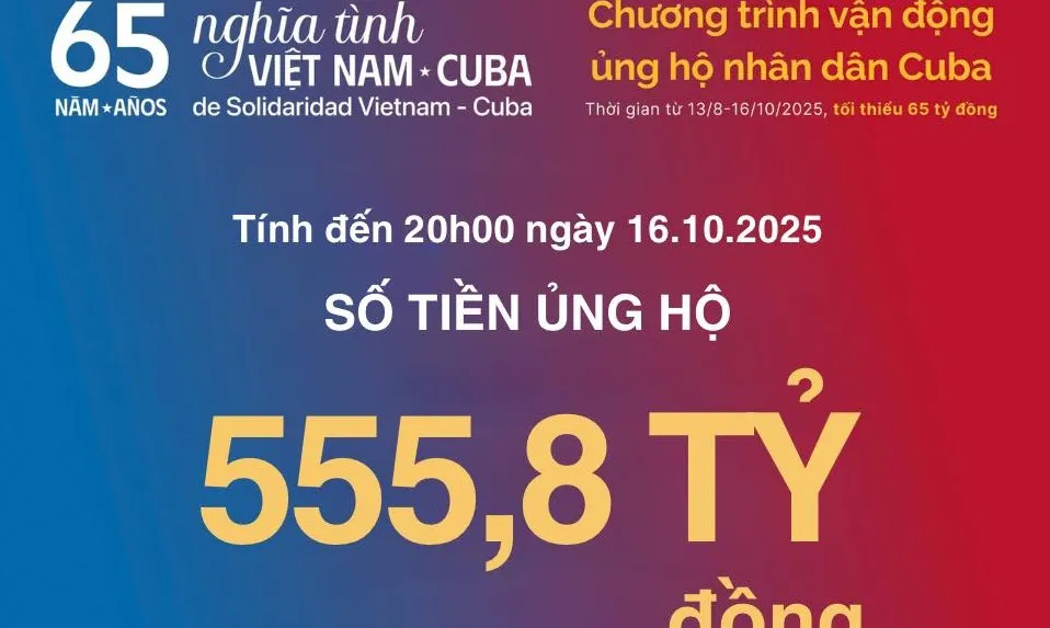 Hơn 555 tỷ đồng ủng hộ nhân dân Cuba qua chương trình “65 năm nghĩa tình Việt Nam - Cuba”