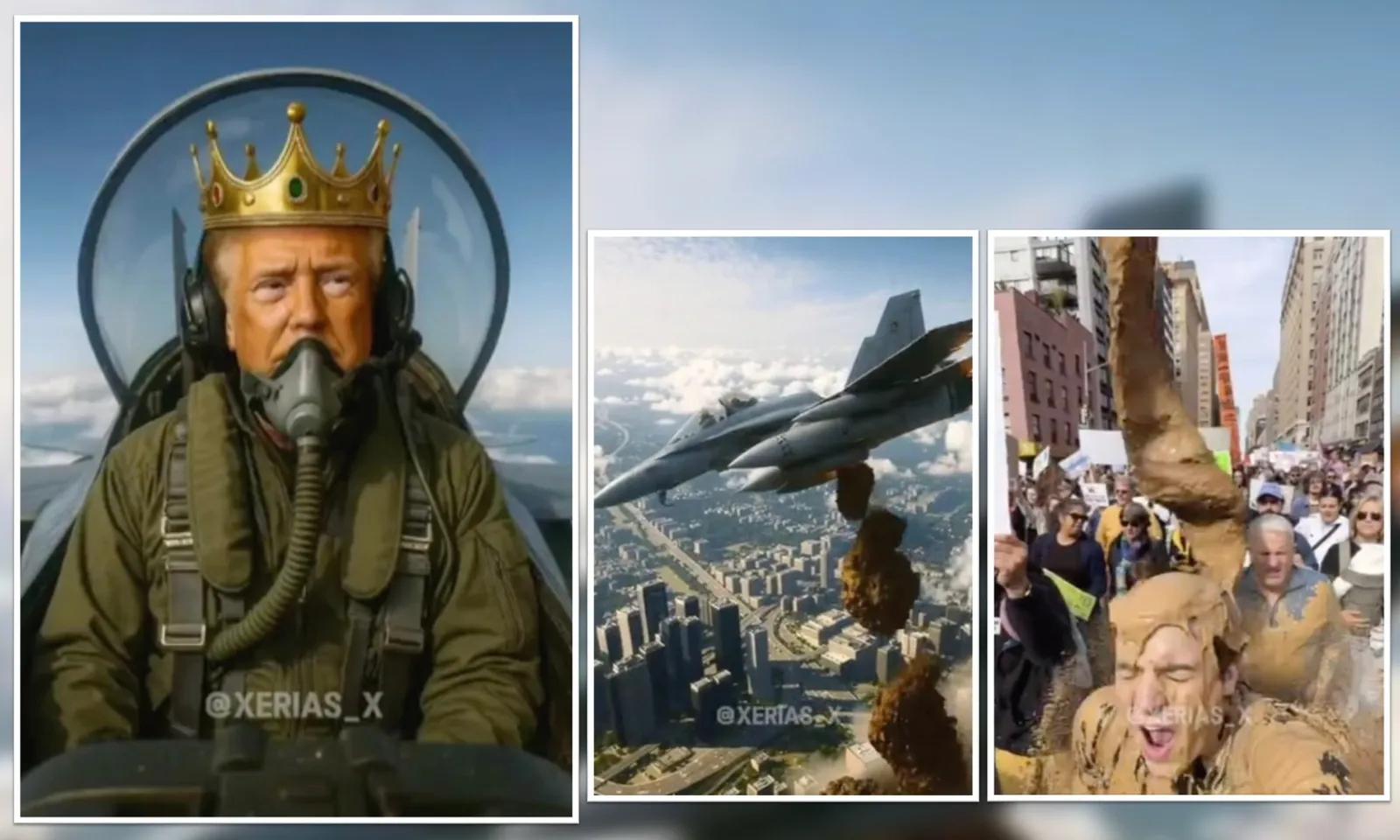 Ông Trump gây sốc khi đăng video AI cảnh ông lái máy bay chiến đấu, xả thải lên người biểu tình