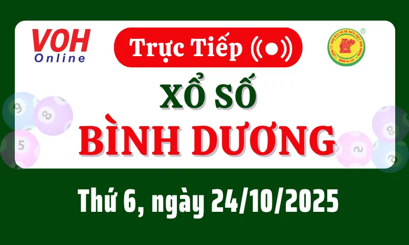XSBD 24/10 - Kết quả xổ số Bình Dương hôm nay thứ 6 ngày 24/10/2025