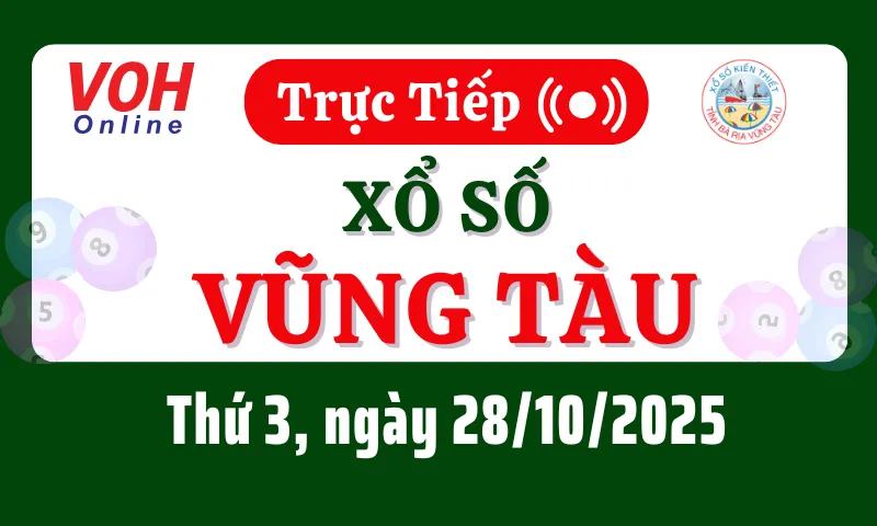 XSVT 28/10 - Kết quả xổ số Vũng Tàu hôm nay thứ 3 ngày 28/10/2025