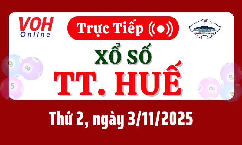 XSTTH 3/11 - Kết quả xổ số Thừa Thiên Huế hôm nay thứ 2 ngày 3/11/2025