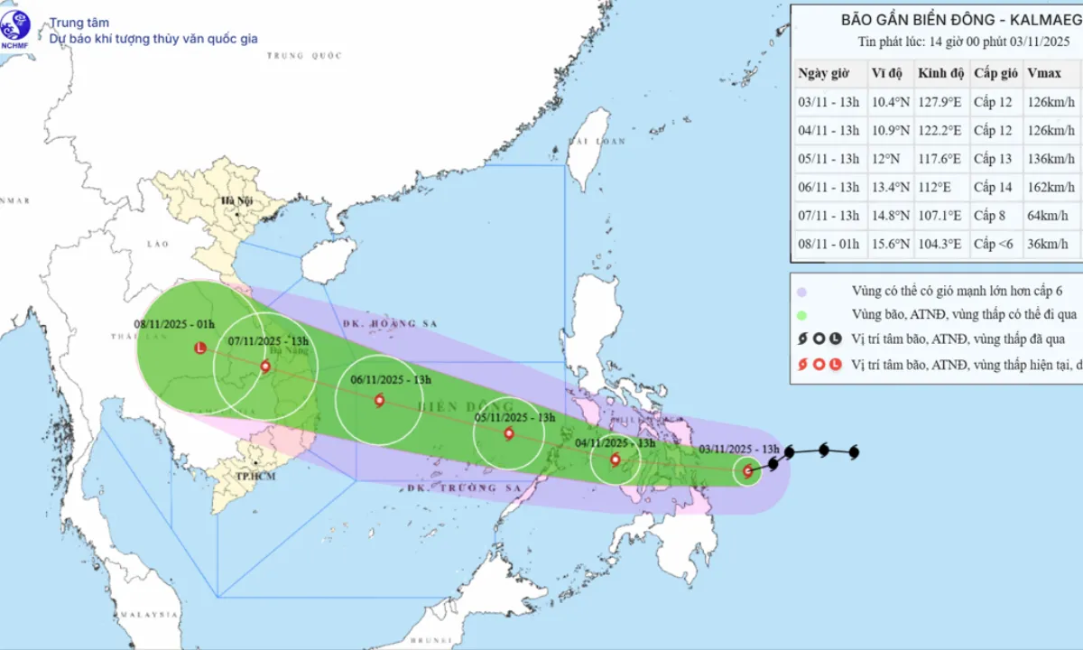 Bão Kalmaegi tăng tốc, có thể mạnh cấp 14 khi vào Biển Đông