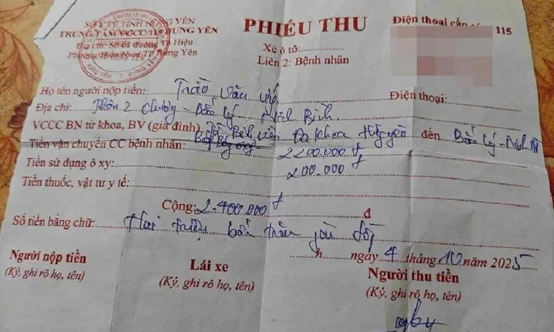 Thu hồi giấy phép hoạt động của Trung tâm vận chuyển cấp cứu 115 Hưng Yên