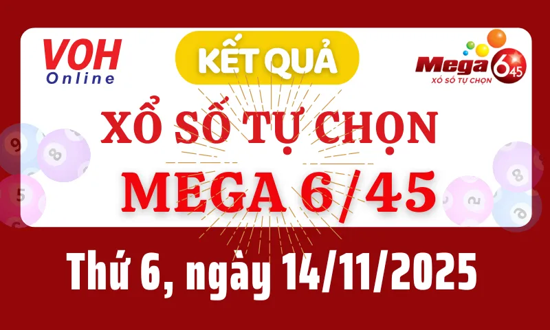 Vietlott MEGA 645 14/11 - Kết quả xổ số Vietlott hôm nay thứ 6 14/11/2025