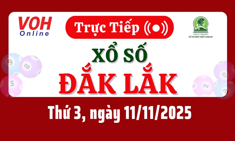 XSDLK 11/11 - Kết quả xổ số Đắk Lắk hôm nay thứ 3 ngày 11/11/2025