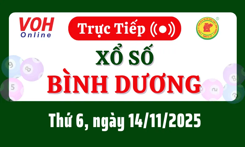 XSBD 14/11 - Kết quả xổ số Bình Dương hôm nay thứ 6 ngày 14/11/2025