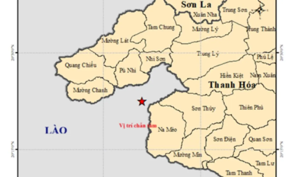 Động đất độ lớn 3.9 sát biên giới Việt Nam-Lào