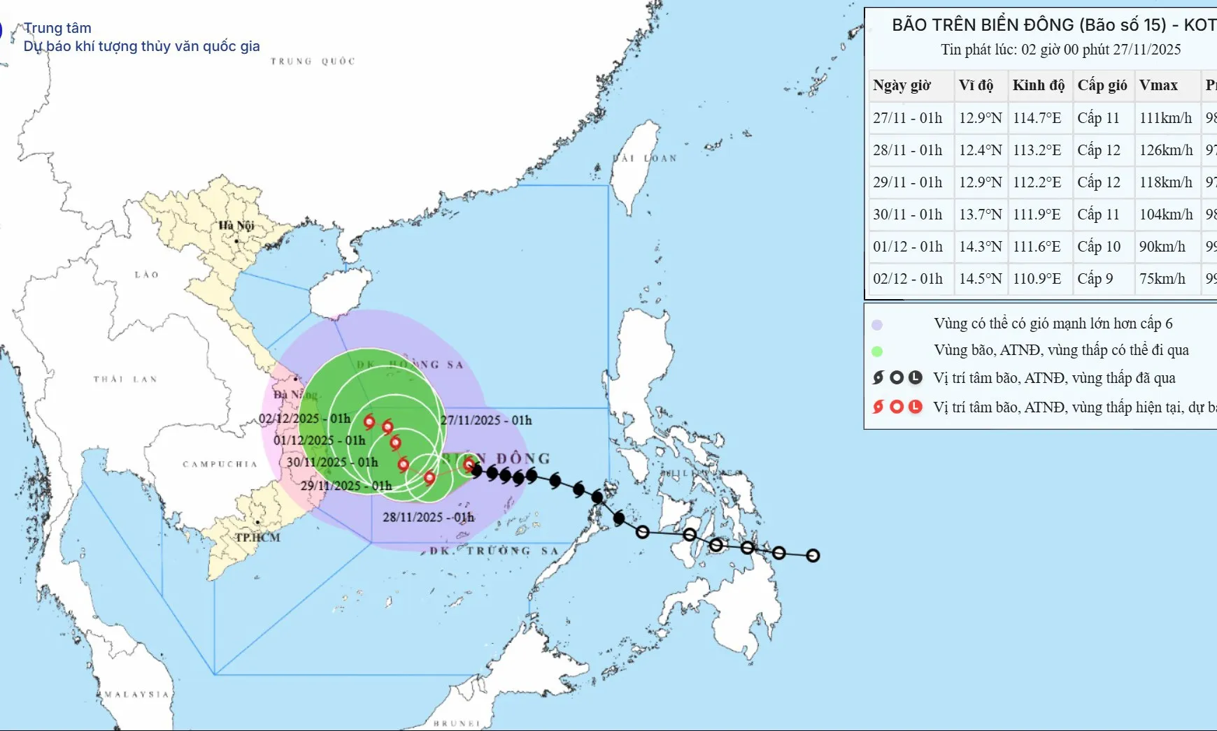 Bão số 15 đổi hướng liên tục