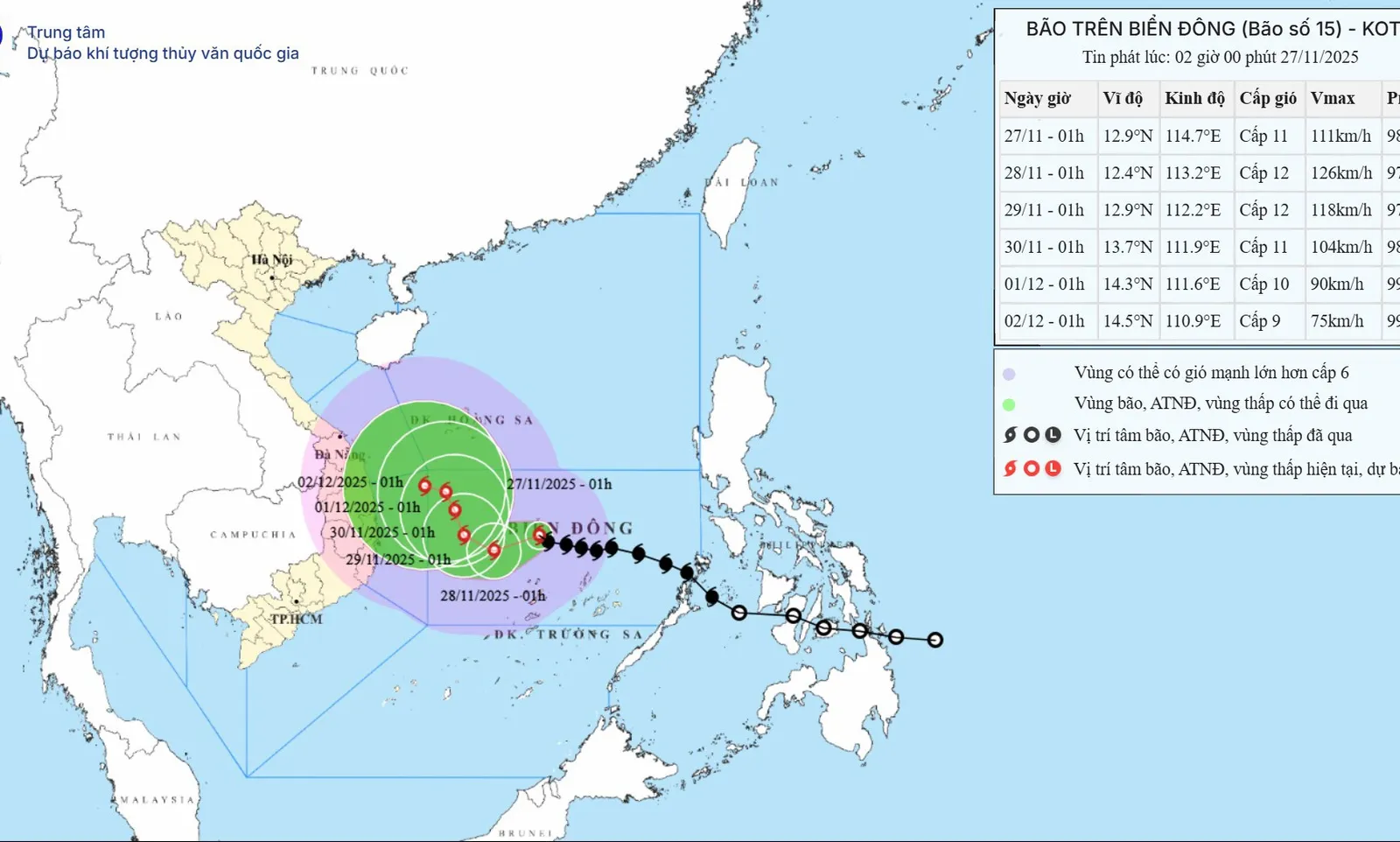 Bão số 15 đổi hướng liên tục