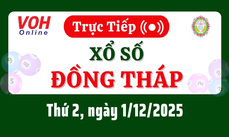 XSDT 1/12 - Kết quả xổ số Đồng Tháp hôm nay thứ 2 ngày 1/12/2025