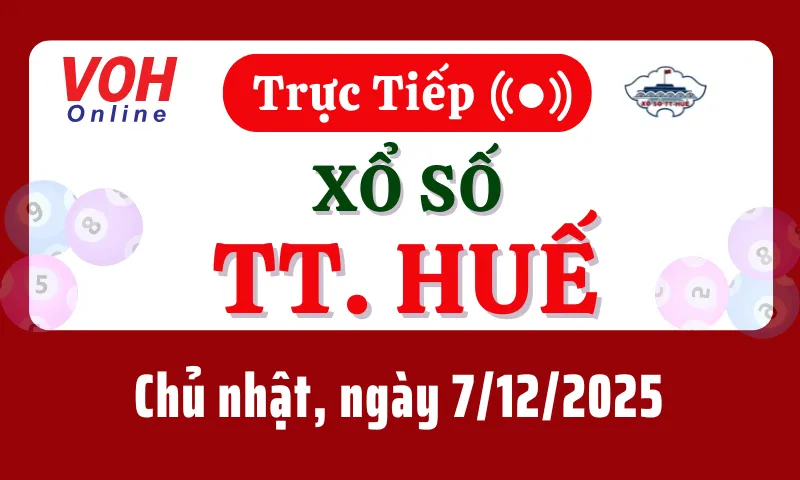 XSTTH 7/12 - Kết quả xổ số Thừa Thiên Huế hôm nay chủ nhật ngày 7/12/2025