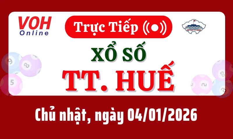 XSTTH 4/1 - Kết quả xổ số Thừa Thiên Huế hôm nay chủ nhật ngày 4/1/2026