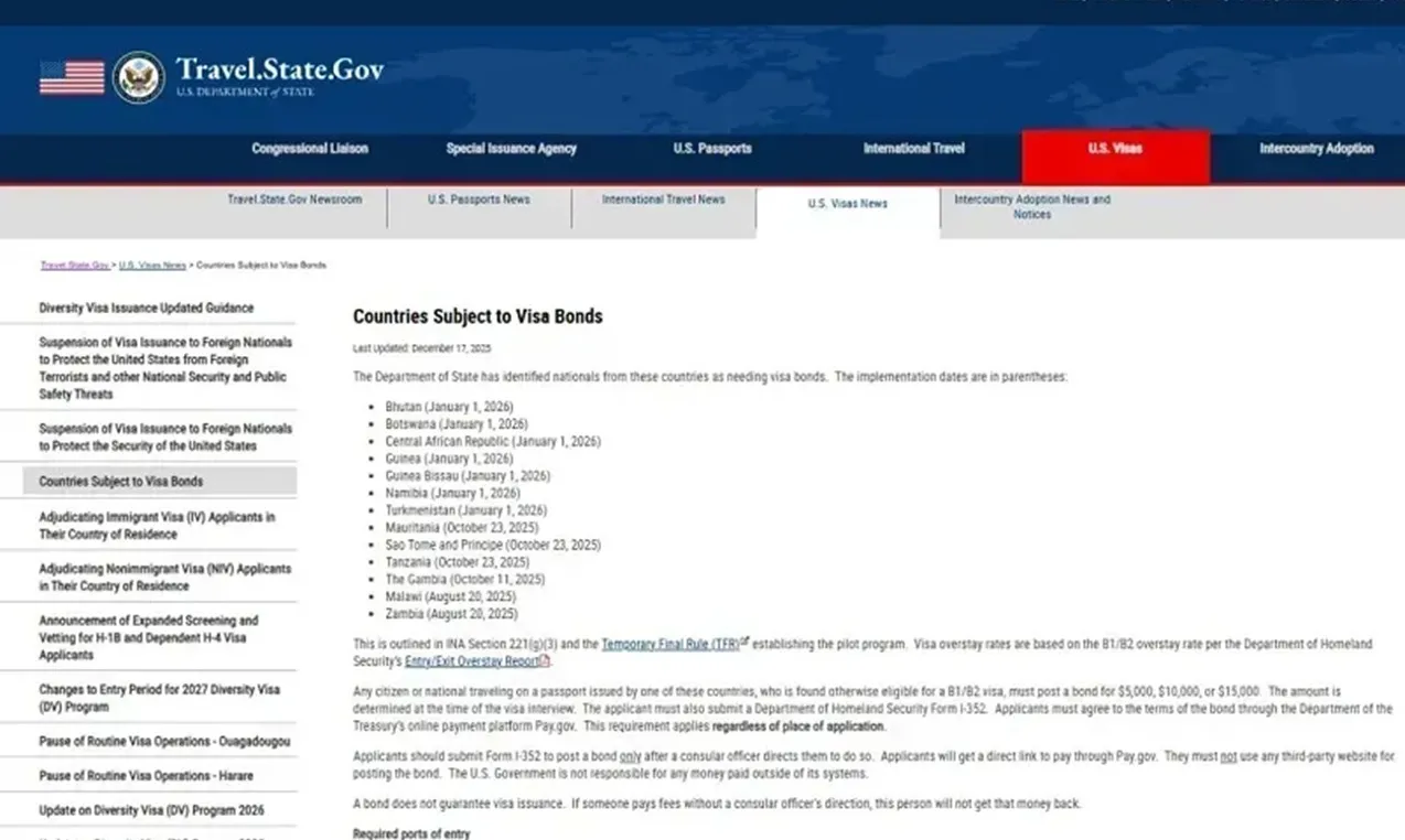 Mỹ mở rộng danh sách quốc gia phải cọc 15.000 đô la mỹ khi xin visa