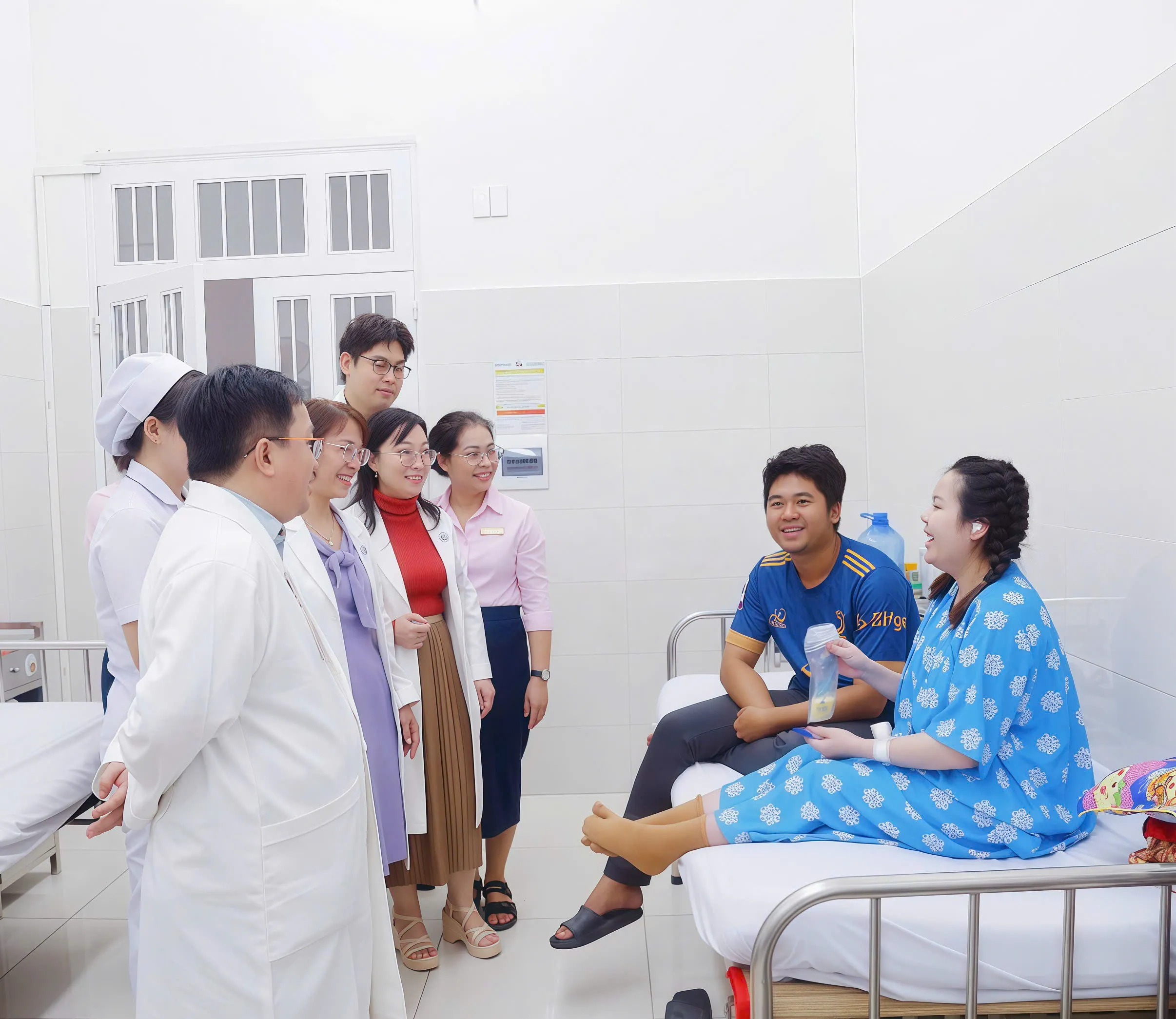 Các bác sĩ thăm khám cho bệnh nhân