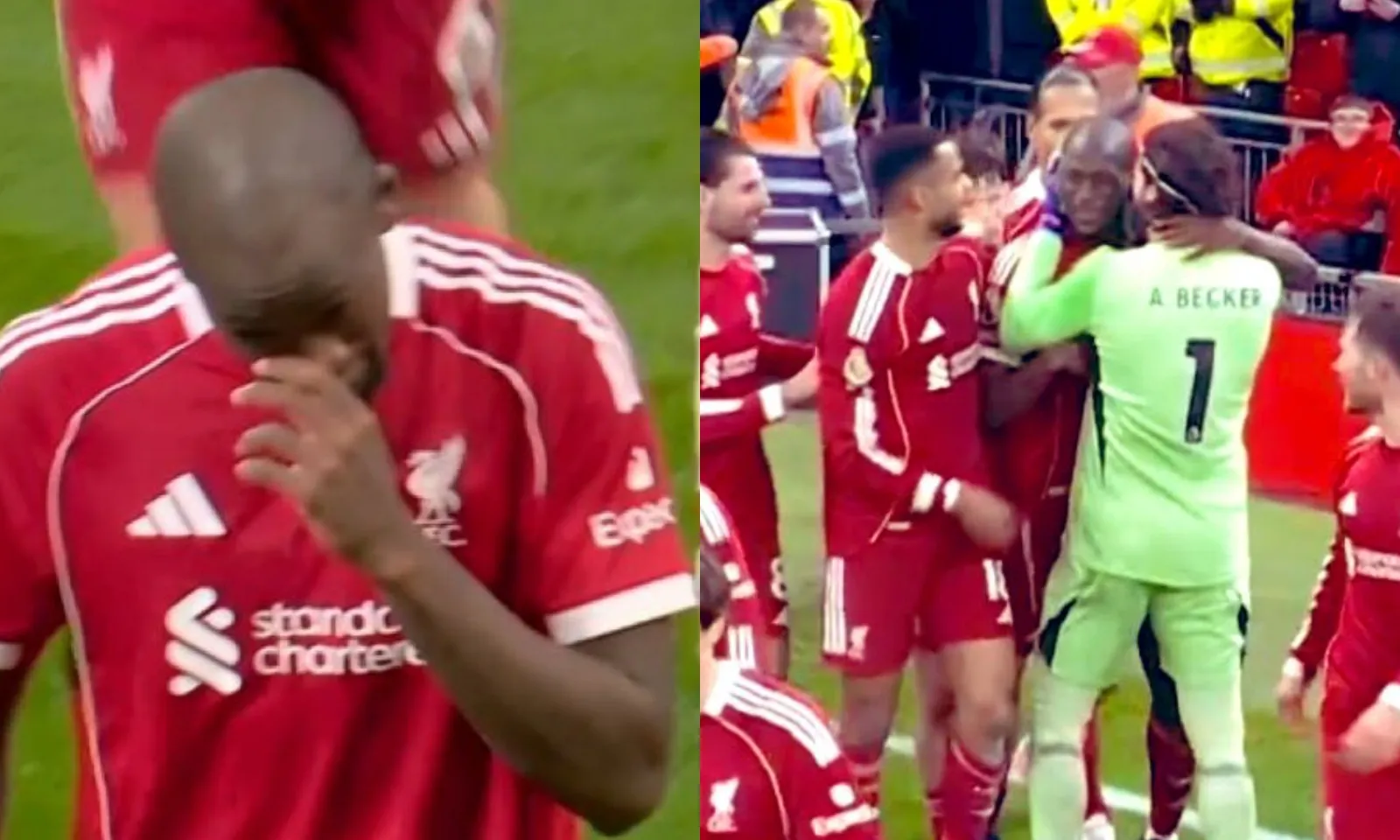 Sao Liverpool bật khóc sau khi ghi bàn, Alisson chạy từ sân nhà lên an ủi