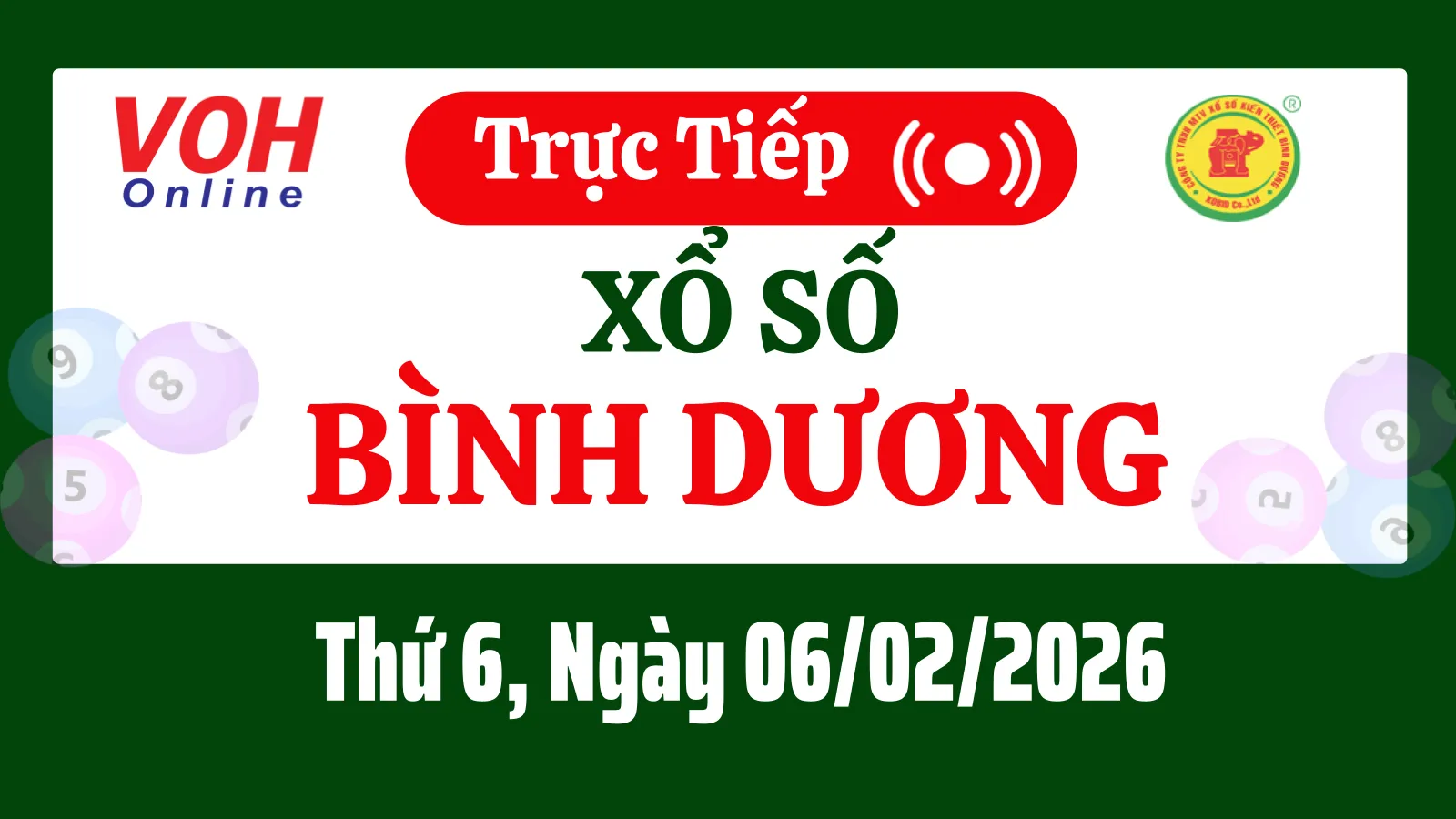 XSBD 6/2 - Kết quả xổ số Bình Dương hôm nay thứ 6 ngày 6/2/2026
