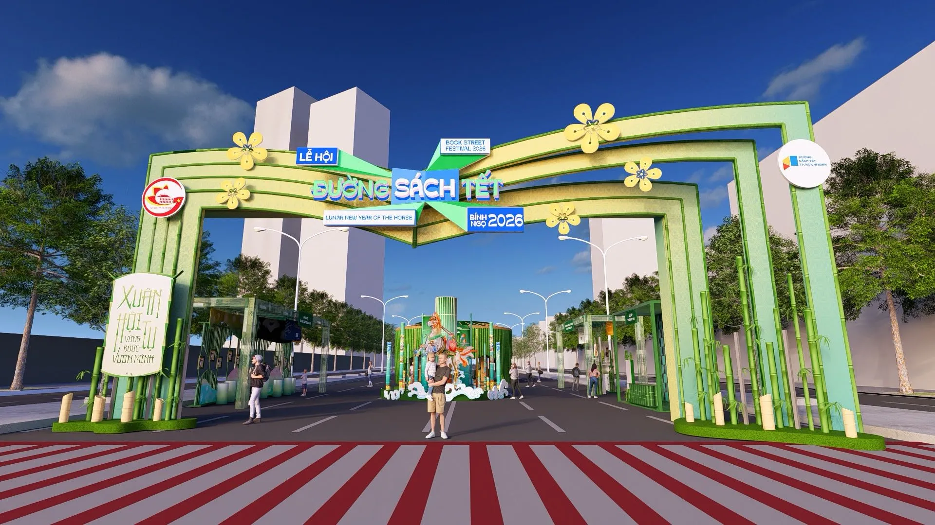 Khu A Xuân hội tụ Cổng chào ban ngày