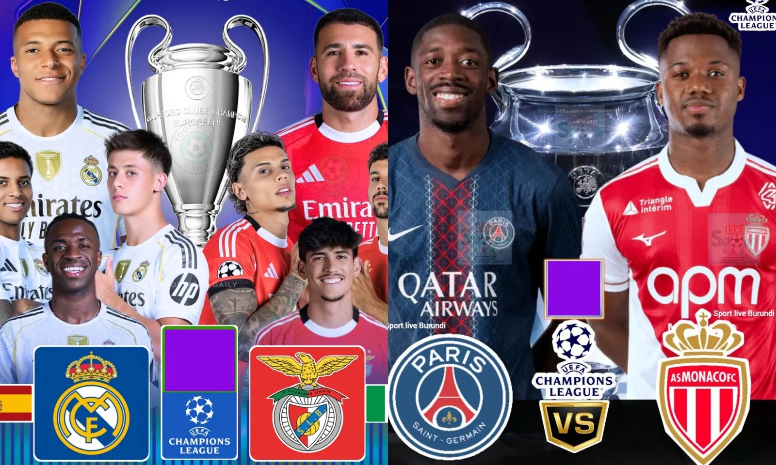 Lịch thi đấu Champions League tuần này: Real Madrid vs Benfica | PSG vs AS Monaco