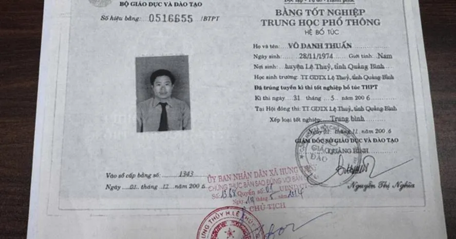 Thông tin đáng chú ý vụ bằng tốt nghiệp của Chủ tịch MTTQ Việt Nam xã Sen Ngư