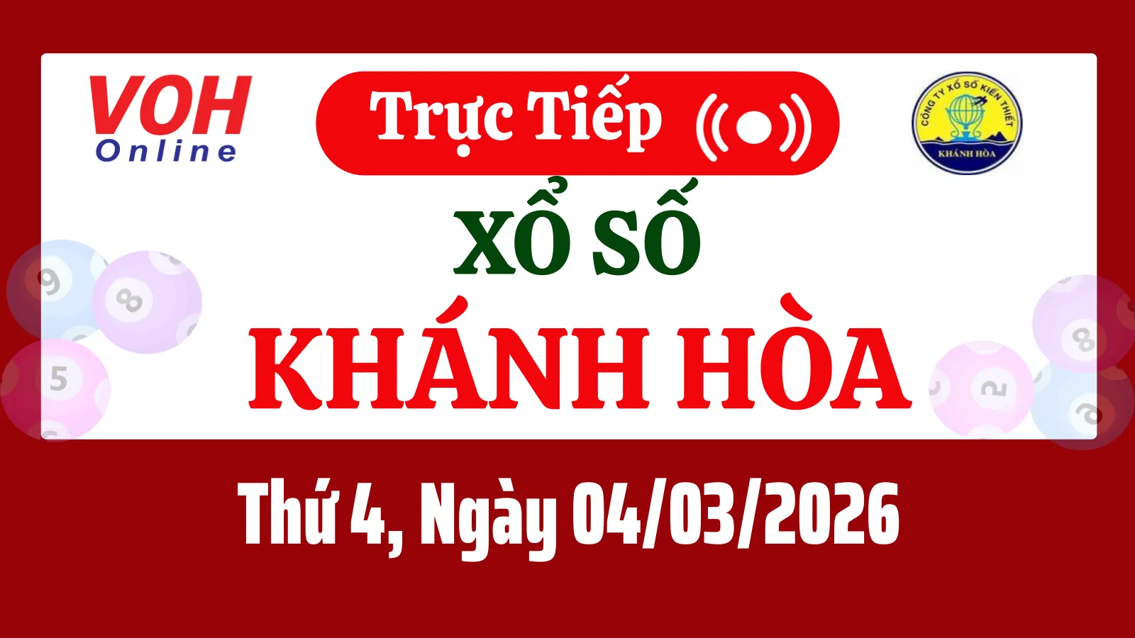 XSKH 4/3 - Kết quả xổ số Khánh Hòa hôm nay thứ 4 ngày 4/3/2026