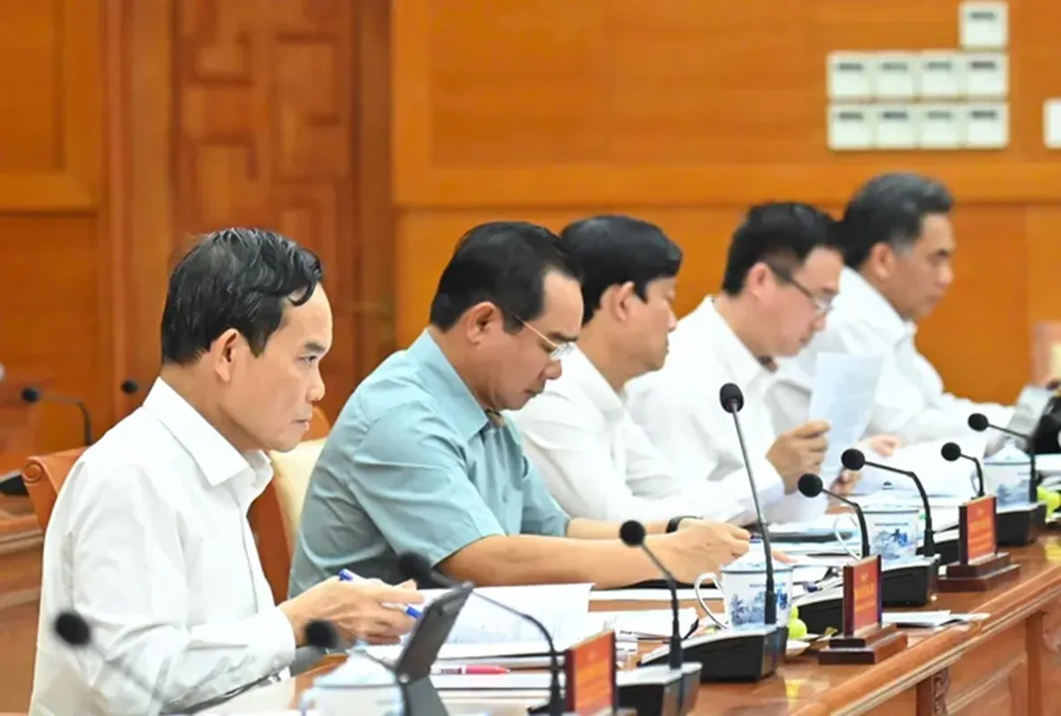 Bí thư Thành ủy TPHCM Trần Lưu Quang cùng các đại biểu nghe báo cáo