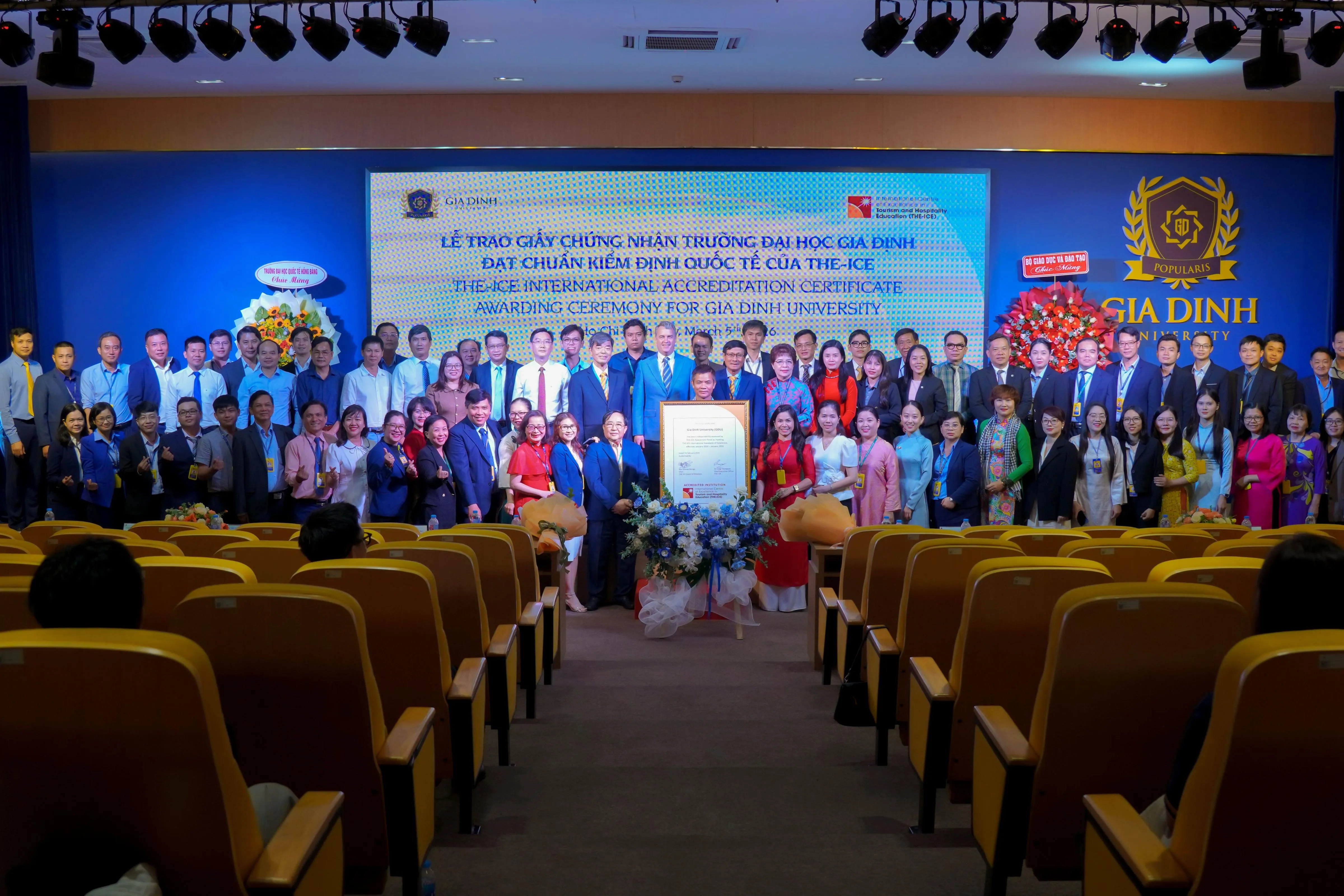 Trường ĐH Gia Định tổ chức lễ đón nhận Giấy chứng nhận đạt chuẩn kiểm định quốc tế THE-ICE