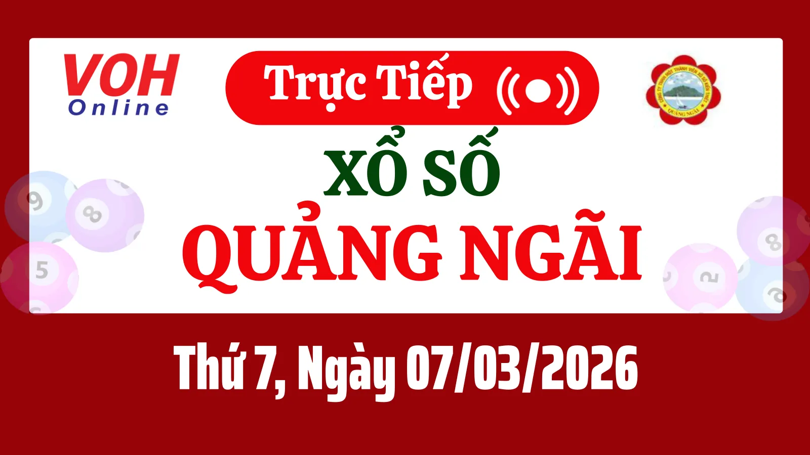 XSQNG 7/3 - Kết quả xổ số Quảng Ngãi hôm nay thứ 7 ngày 7/3/2026