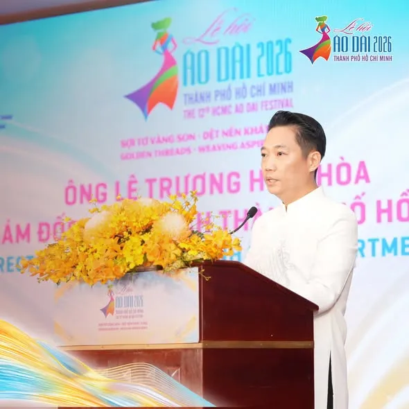 Phó Giám đốc Sở Du lịch Lê Trương Hiền Hòa thông tin về nét mới của lễ hội Áo dài 2026