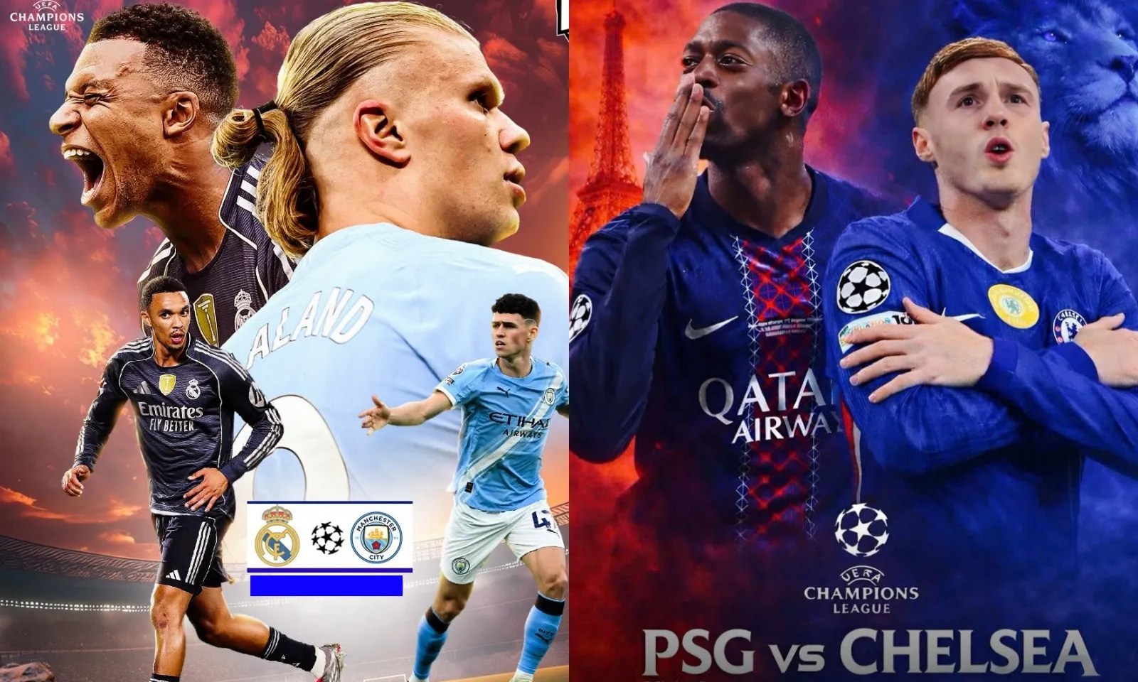 Lịch thi đấu Champions League vòng 1/8: Real Madrid vs Man City | PSG vs Chelsea