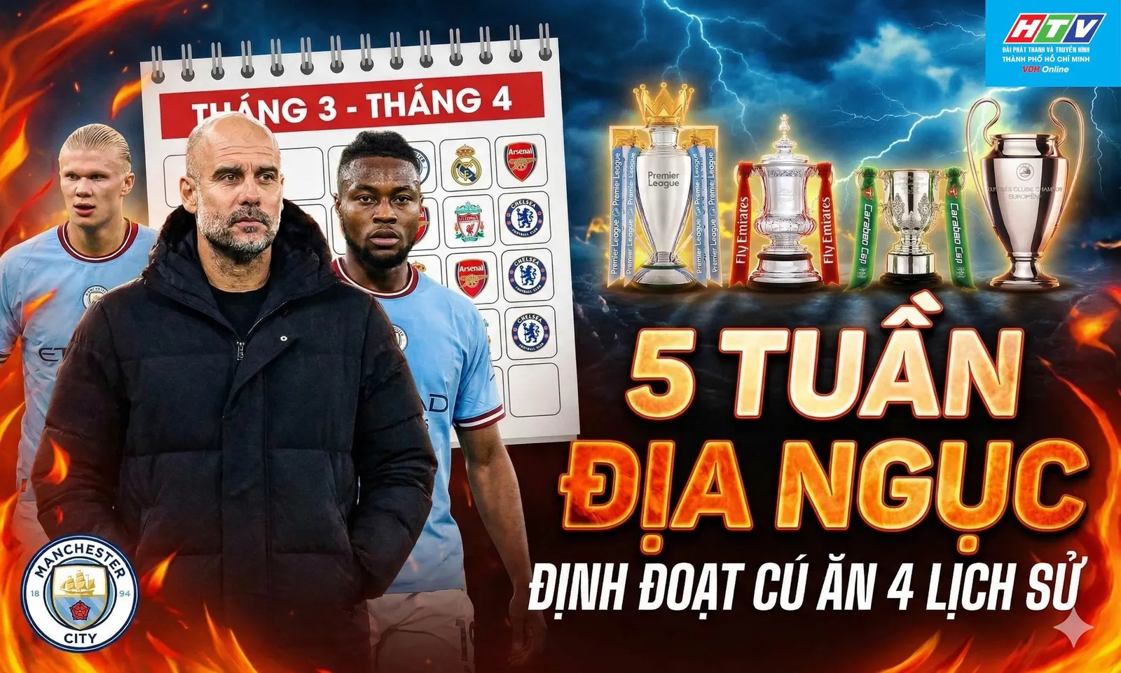 5 tuần sinh tử định đoạt cú ăn 4 của Man City