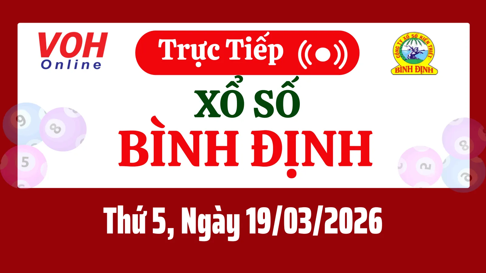 XSBDI 19/3 - Kết quả xổ số Bình Định hôm nay thứ 5 ngày 19/3/2026
