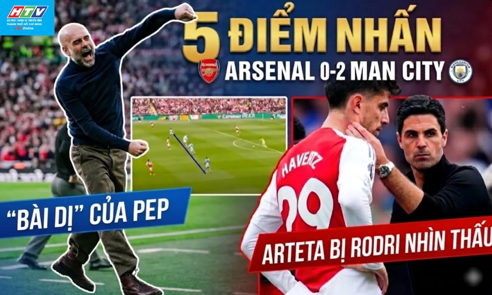 5 điểm nhấn Arsenal 0-2 Man City: Bài dị của Pep | Arteta bị Rodri nhìn thấu