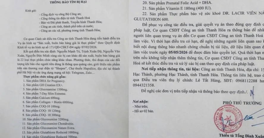 Triệt phá đường dây sản xuất, buôn bán 22 loại thực phẩm chức năng giả