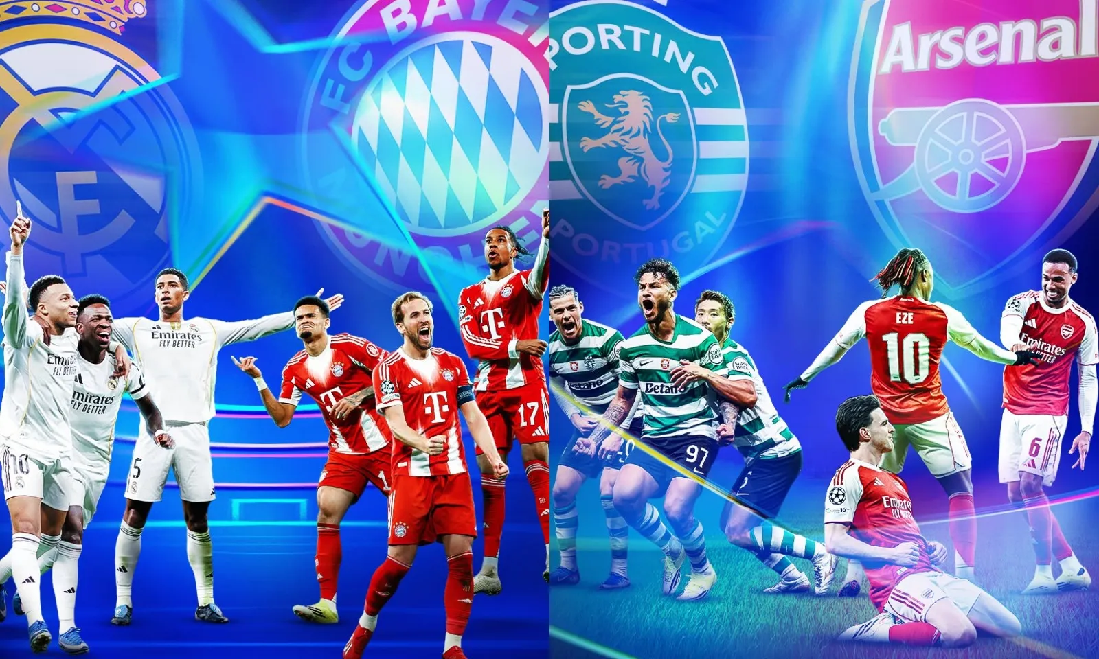 Siêu máy tính dự đoán Tứ kết Champions League: Real 42.7% thắng Bayern | Arsenal giải mã Sporting