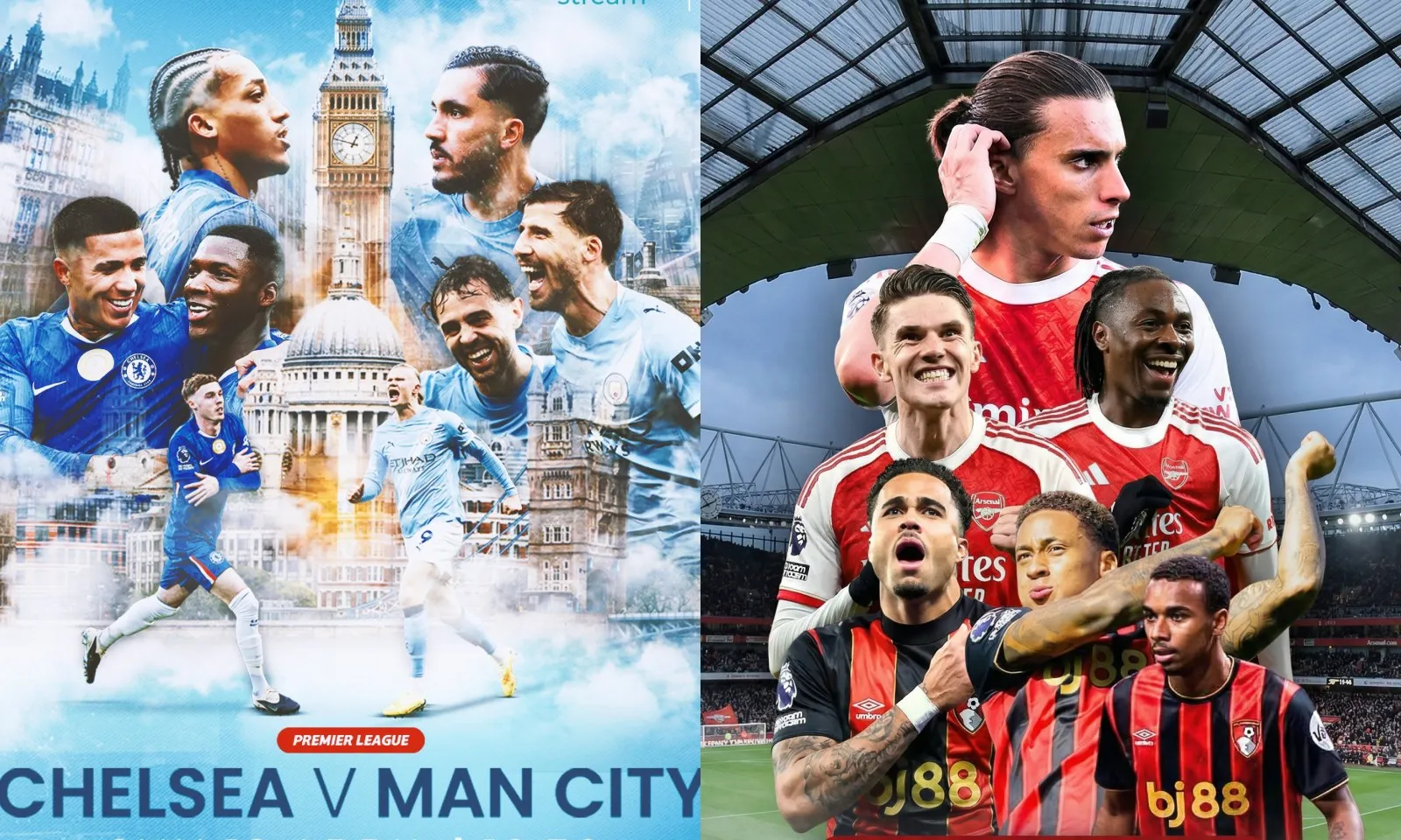 Lịch thi đấu Ngoại hạng Anh vòng 32: Chelsea vs Man City | Arsenal vs Bournemouth