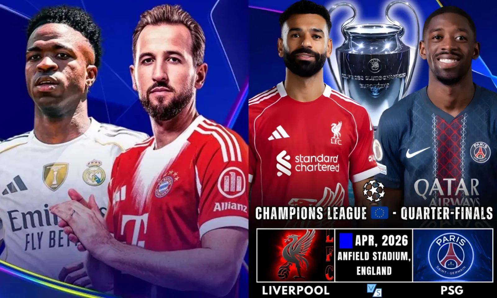 Lịch thi đấu Tứ kết Champions League: Bayern Munich vs Real Madrid | Liverpool vs PSG