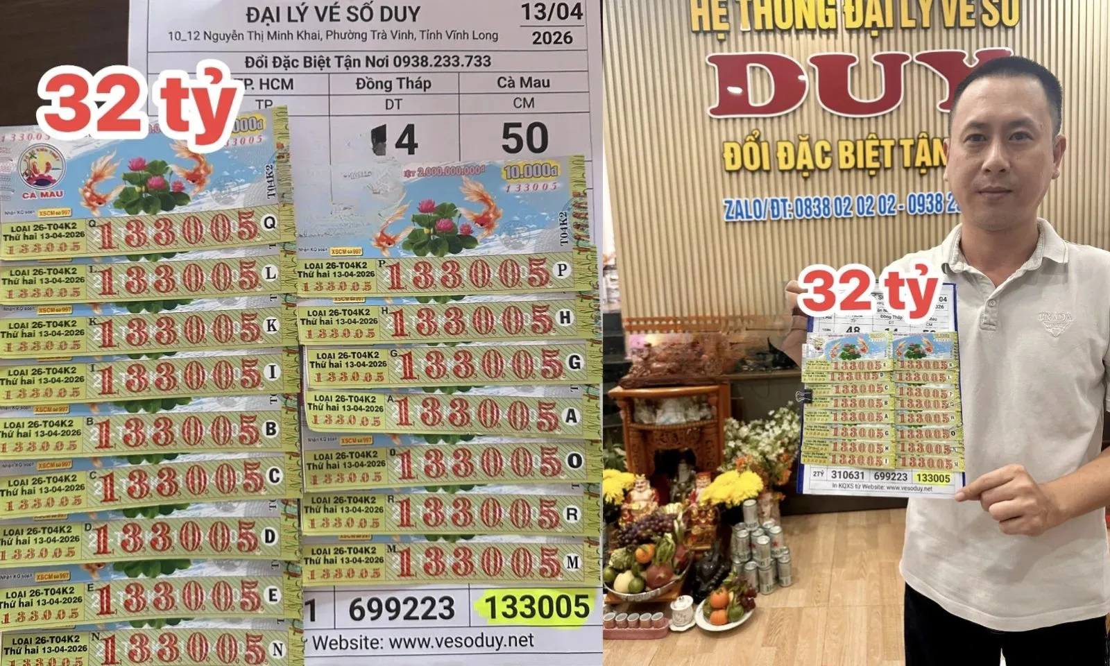 Mua vé tại một đại lý, 7 người ở Vĩnh Long cùng trúng độc đắc