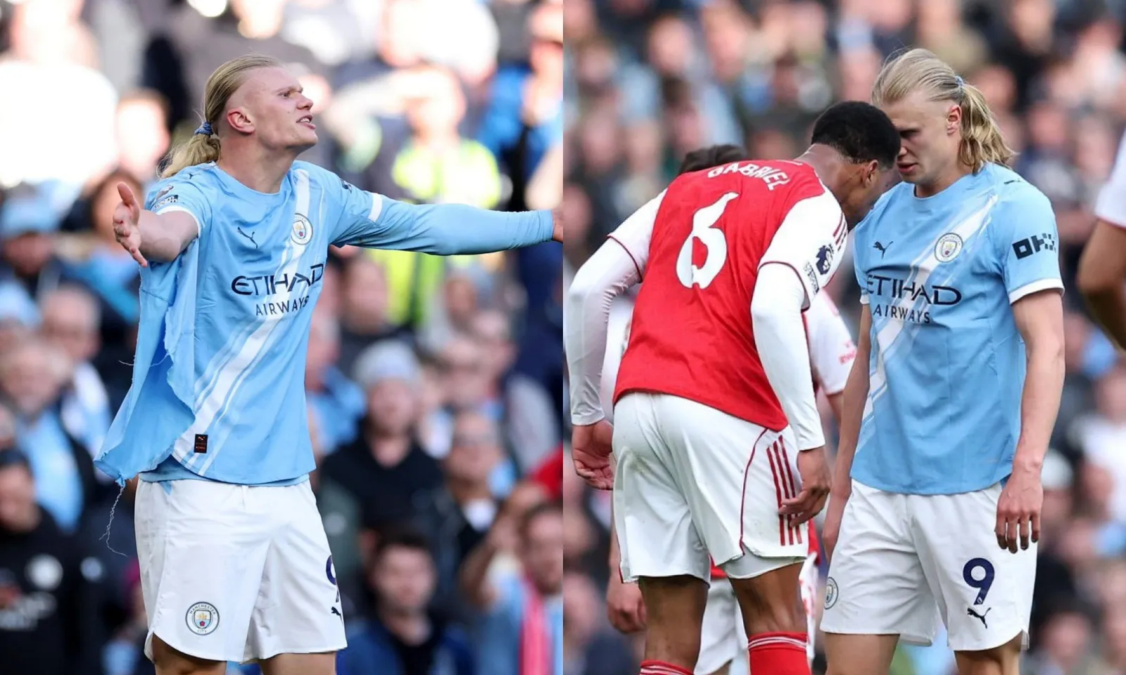 VIDEO: Haaland bị sao Arsenal xé rách áo