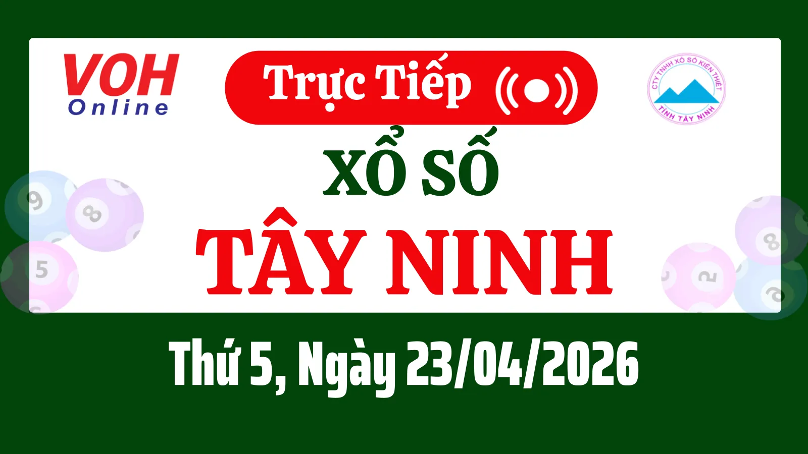 XSTN 23/4 - Kết quả xổ số Tây Ninh hôm nay thứ 5 ngày 23/4/2026