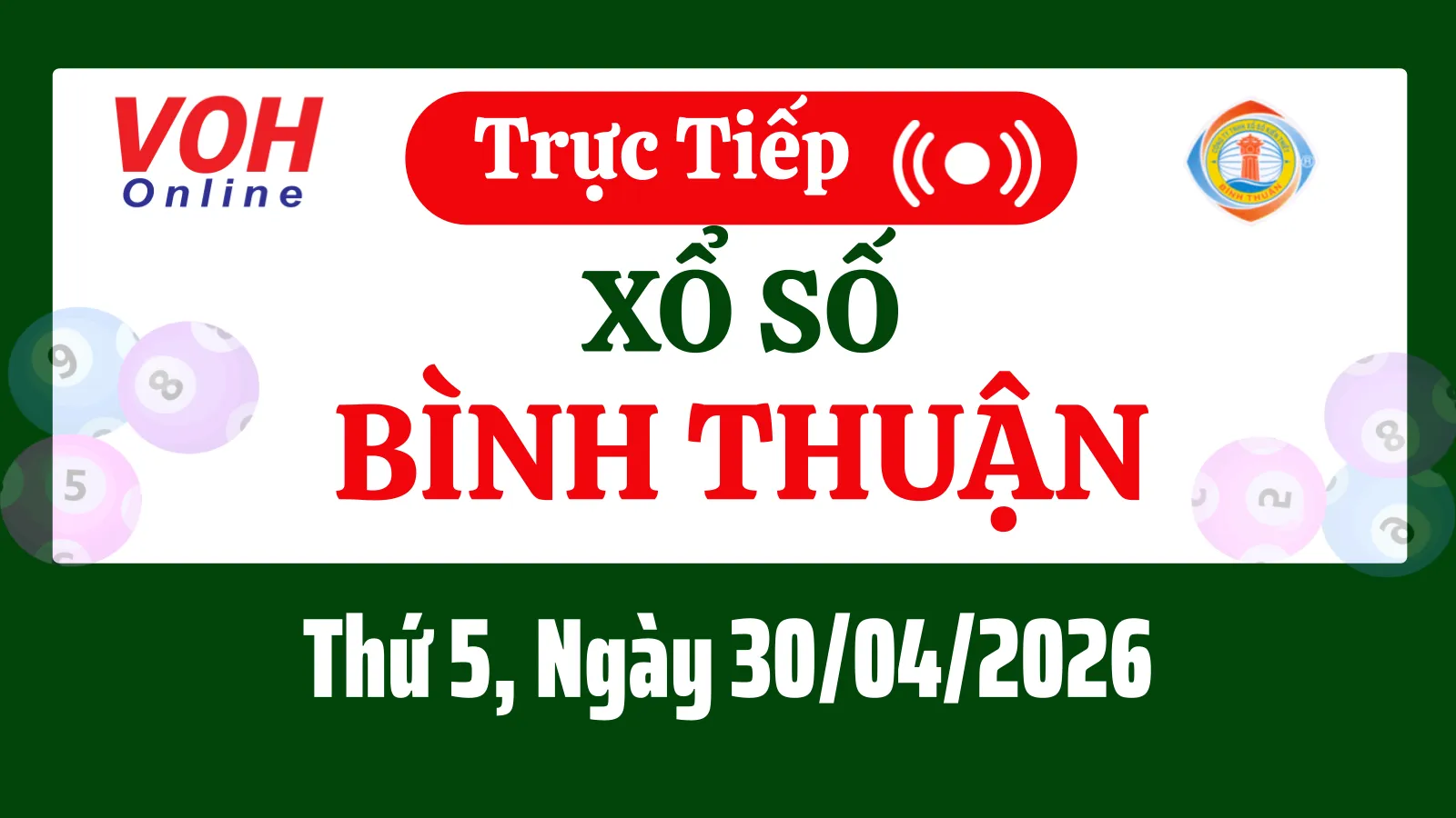 XSBTH 30/4 - Kết quả xổ số Bình Thuận hôm nay thứ 5 ngày 30/4/2026