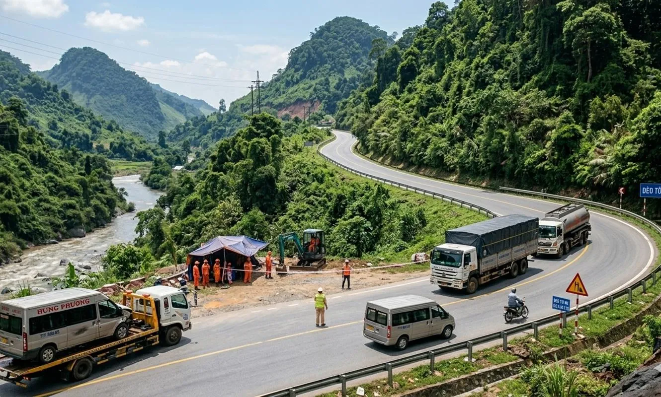 Gia Lai: Xe khách lật trên Quốc lộ 25, tài xế có nồng độ cồn