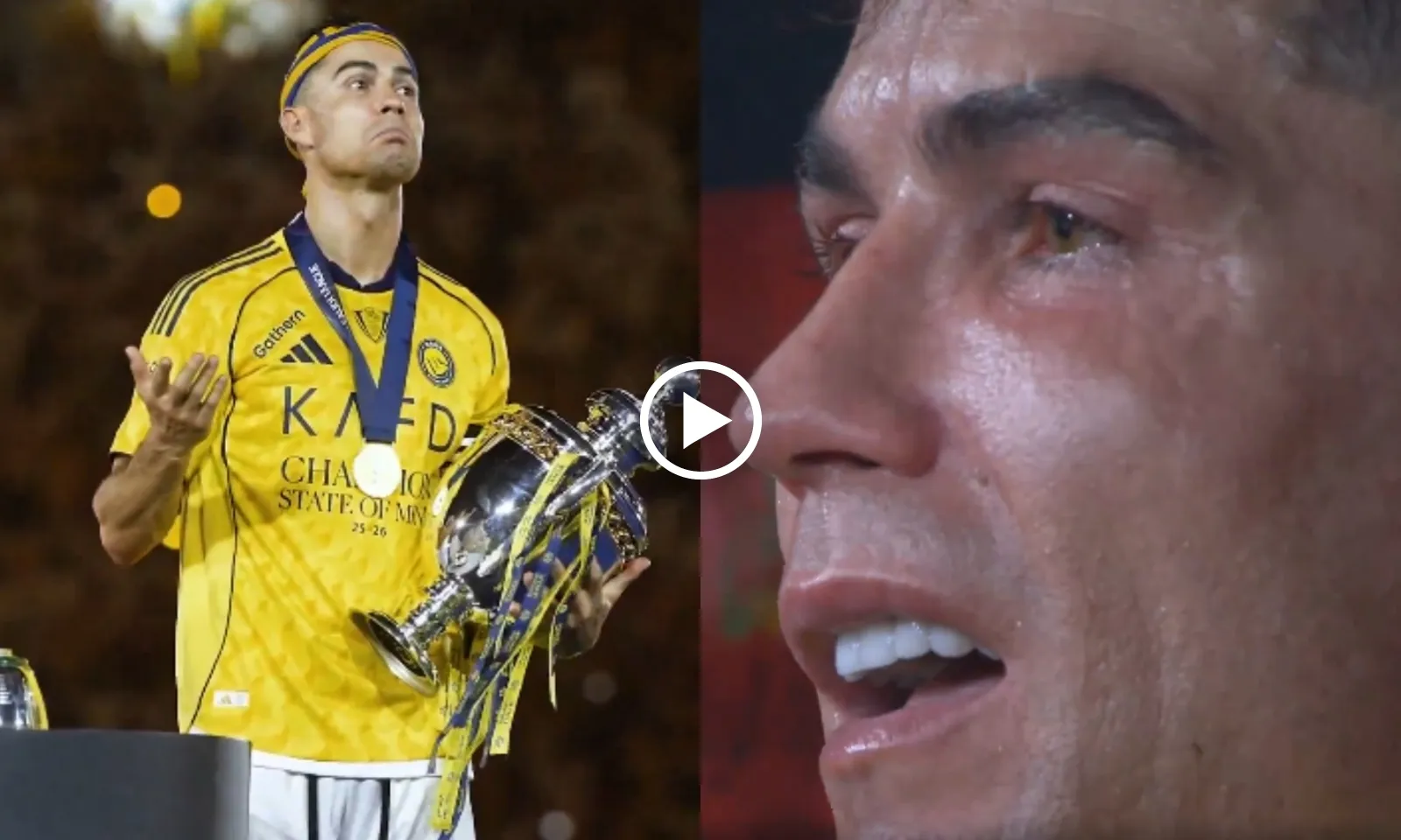 VIDEO: Ronaldo khóc nức nở, ngạo nghễ nâng cúp vô địch chờ đợi 3 năm