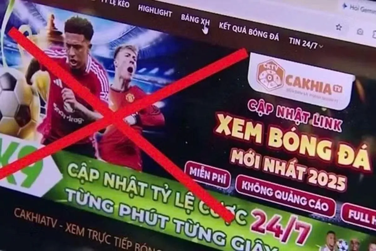 Giao diện website bóng đá lậu thuộc hệ thống Cakhia TV - Ảnh VTV