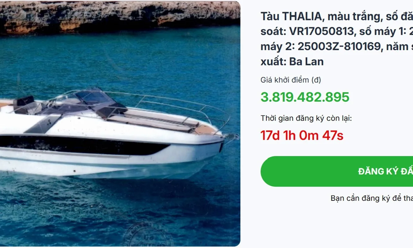 Đấu giá du thuyền triệu đô của bà Trương Mỹ Lan